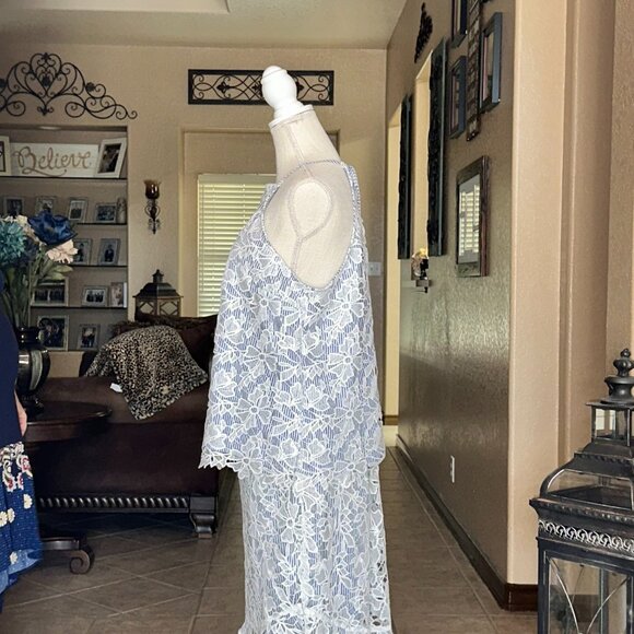 Adiva*3PC Top, Skirt and Shorts*Battenburg Lace Overlayw/Searsucker underlay*EUC - Picture 2 of 5